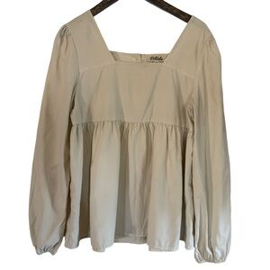 Listicle Square Neck Babydoll Blouse – Medium